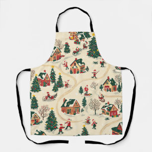 Vintage Woodland Christmas Pattern (18) Apron