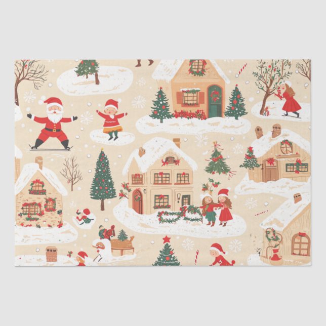 Vintage Woodland Christmas Pattern (19) Tissue Paper (Front)