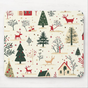 Vintage Woodland Christmas Pattern (1) Mouse Mat