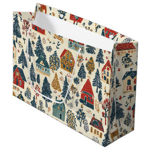 Vintage Woodland Christmas Pattern (20) Large Gift Bag