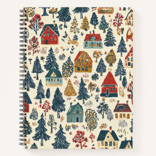 Vintage Woodland Christmas Pattern (20) Notebook