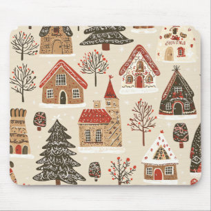 Vintage Woodland Christmas Pattern (4) Mouse Mat