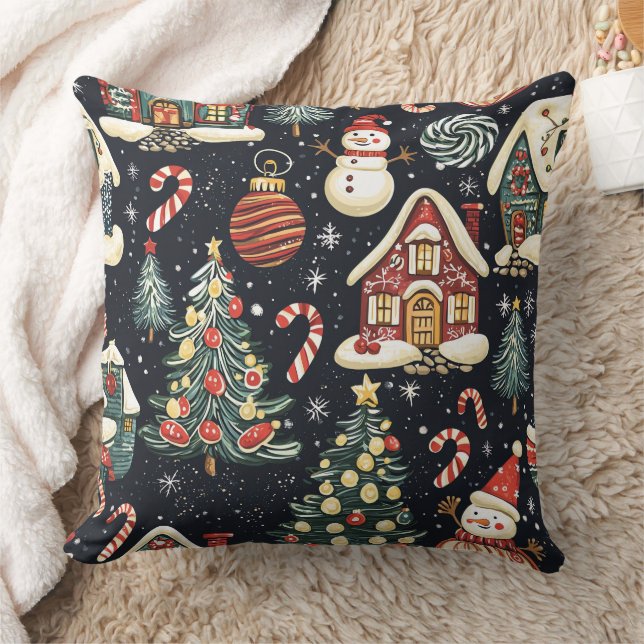 Vintage Woodland Christmas Pattern (5) Cushion (Blanket)