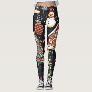 Vintage Woodland Christmas Pattern (5) Leggings