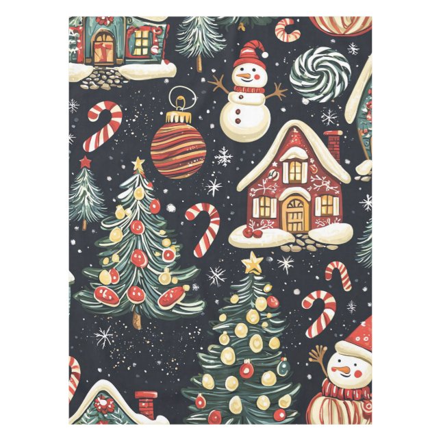 Vintage Woodland Christmas Pattern (5) Tablecloth (Front)