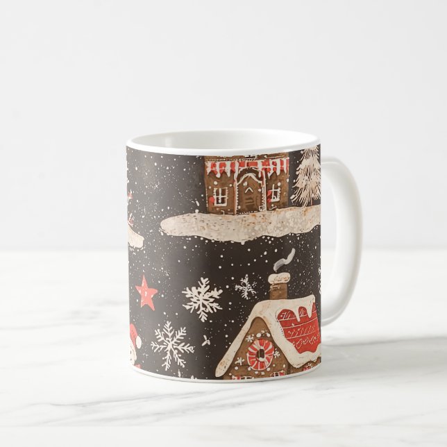 Vintage Woodland Christmas Pattern (6) Coffee Mug (Front Right)