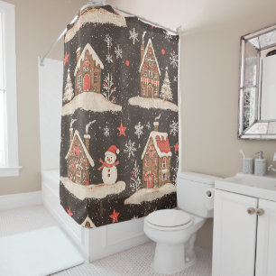 Vintage Woodland Christmas Pattern (6) Shower Curtain