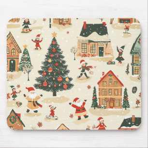 Vintage Woodland Christmas Pattern (8) Mouse Mat