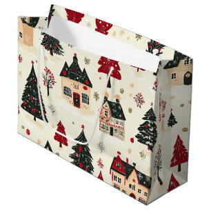 Vintage Woodland Christmas Pattern (9) Large Gift Bag