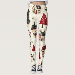 Vintage Woodland Christmas Pattern (9) Leggings