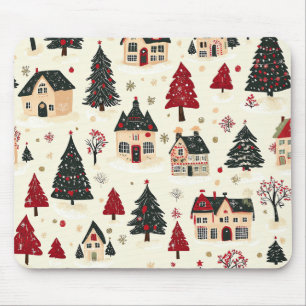 Vintage Woodland Christmas Pattern (9) Mouse Mat