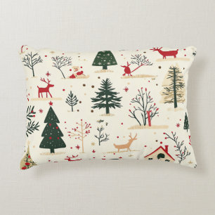 Vintage Woodland Christmas Pattern Decorative Cushion