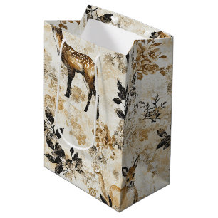 Vintage Woodland Deer Pattern Medium Gift Bag