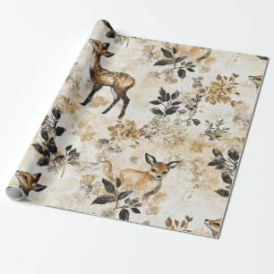 Vintage Woodland Deer Pattern Wrapping Paper