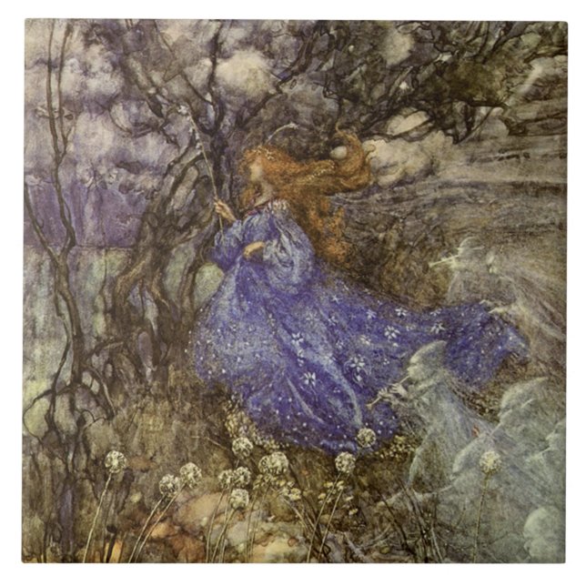 Vintage Woodland Fairy and Sprites 6" Tile (Front)