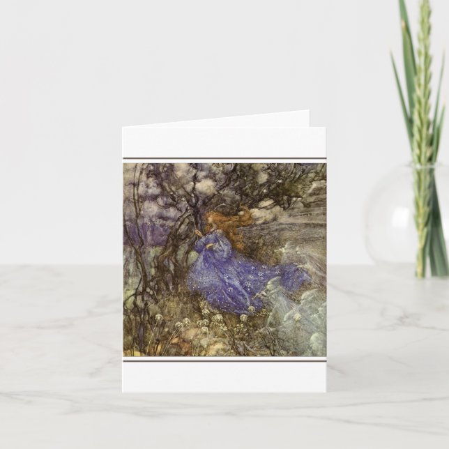 Vintage Woodland Fairy Thank You Blank Greeting Card (Front)