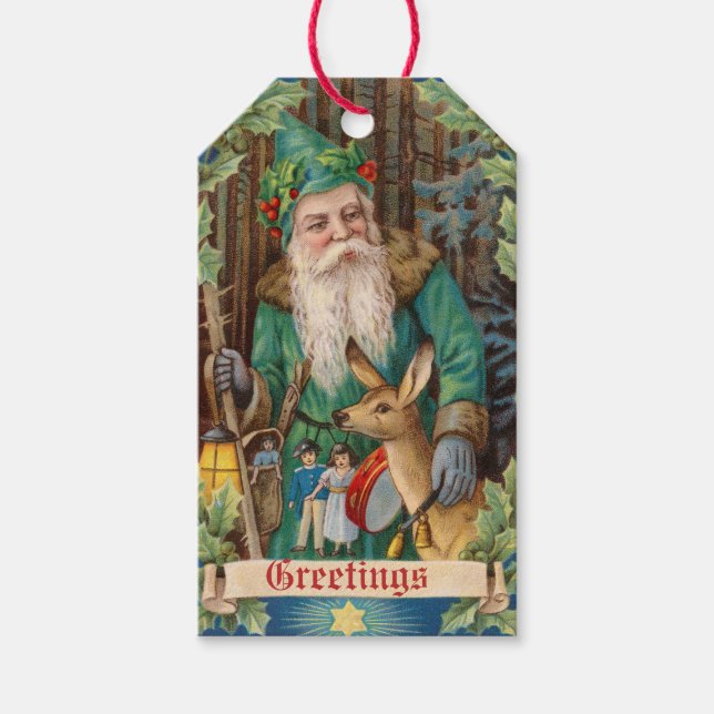 Vintage Woodland Father Christmas Gift Tag (Front)