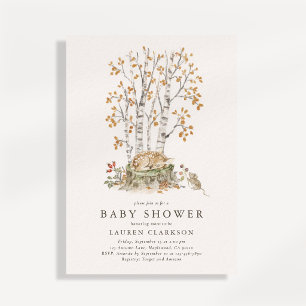 Vintage Woodland Fawn Baby Shower Invitation