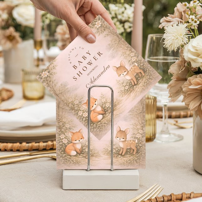 Vintage Woodland Forest Animals Baby Shower Napkin (Creator Uploaded)