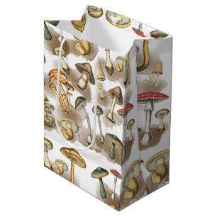 Vintage Woodland Forest Mushrooms  Medium Gift Bag