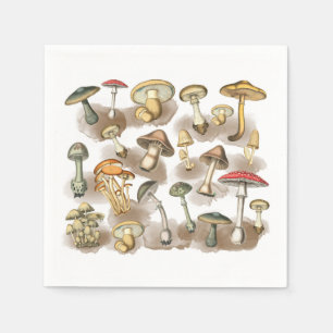 Vintage Woodland Forest Mushrooms Napkin
