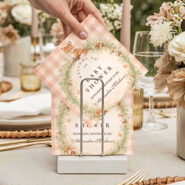 Vintage Woodland Fox Baby Shower Napkin (Creator Uploaded)