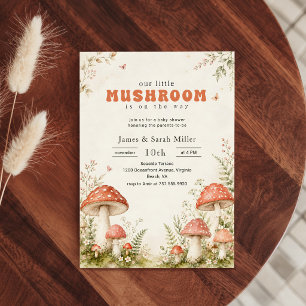 Vintage Woodland Mushroom Baby Shower Invitation