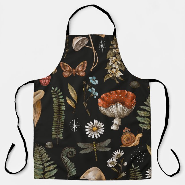 Vintage woodland nature seamless pattern. Amanita  Apron (Front)