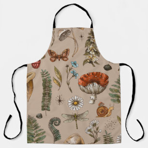 Vintage woodland nature seamless pattern. Amanita  Apron