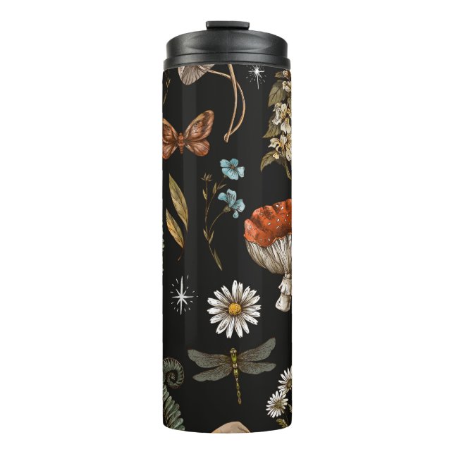 Vintage woodland nature seamless pattern. Amanita  Thermal Tumbler (Front)