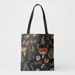Vintage woodland nature seamless pattern. Amanita  Tote Bag