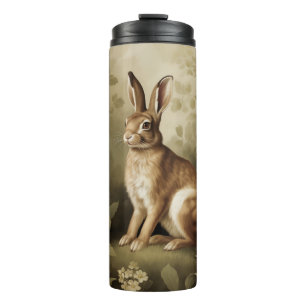Vintage Woodland Rabbit in a Floral Forest Thermal Tumbler