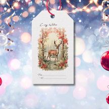 Vintage Woodland Rustic Deer Holiday Present