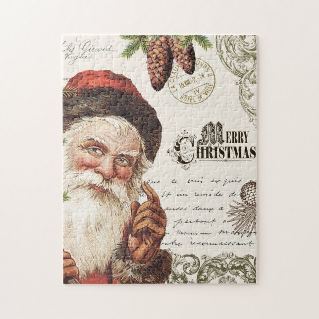 vintage woodland Santa Jigsaw Puzzle (Vertical)