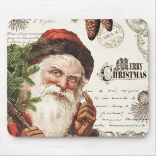 vintage woodland Santa Mouse Mat
