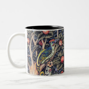 Vintage Woodpecker Floral Tapestry William Morris Two-Tone Coffee Mug