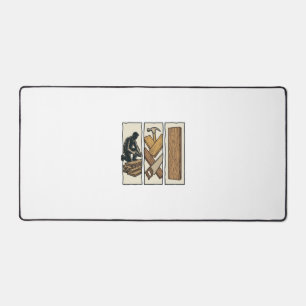 Vintage Woodworking Tools Engraving T-Shirt Design Desk Mat
