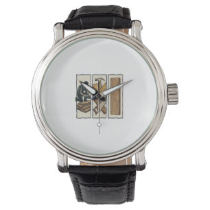Vintage Woodworking Tools Engraving T-Shirt Design Watch