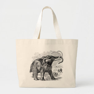 Vintage Woolly Mammoth Personalised Extinct Animal Large Tote Bag