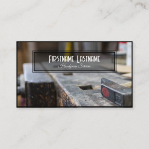 Vintage work bench rustic tools handyman services business card