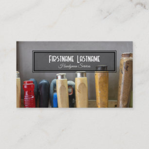 Vintage work bench rustic tools handyman services business card