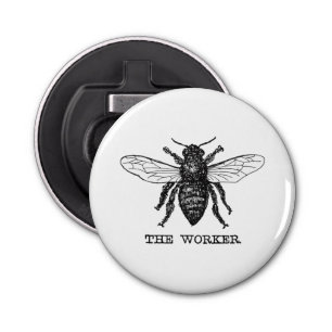 Vintage Worker Bee Illustration Art Bottle Opener