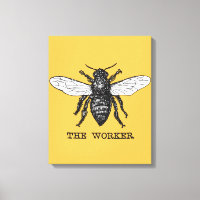 Vintage Worker Bee Illustration Art