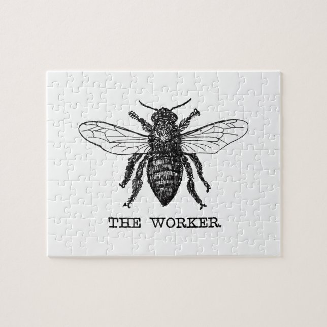 Vintage Worker Bee Illustration Art Jigsaw Puzzle (Horizontal)