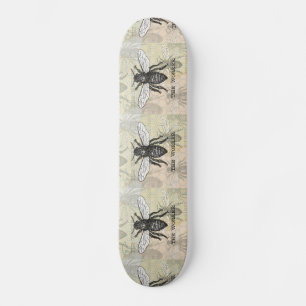 Vintage Worker Bee Illustration Art Skateboard