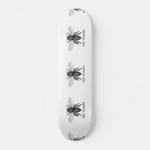 Vintage Worker Bee Illustration Art Skateboard