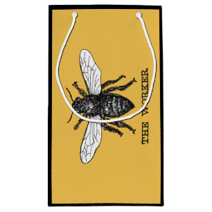 Vintage Worker Bee Illustration Art Small Gift Bag