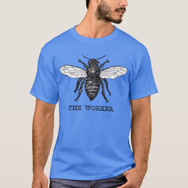 Vintage Worker Bee Illustration Art T-Shirt (Front)