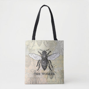 Vintage Worker Bee Illustration Art Tote Bag