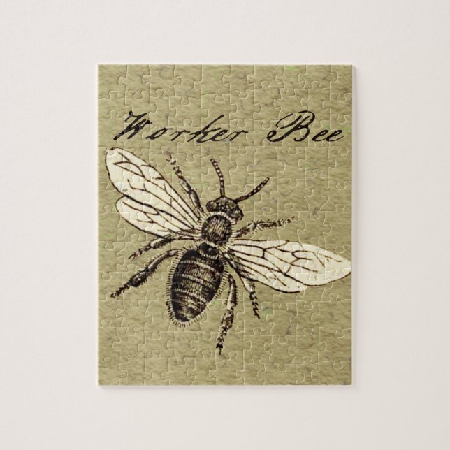 Vintage Worker Bee Insect Illustration Antique Jigsaw Puzzle (Vertical)